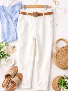 LOFT white Ankle Crop Tailored Chinos NEW with tags size 18 petite